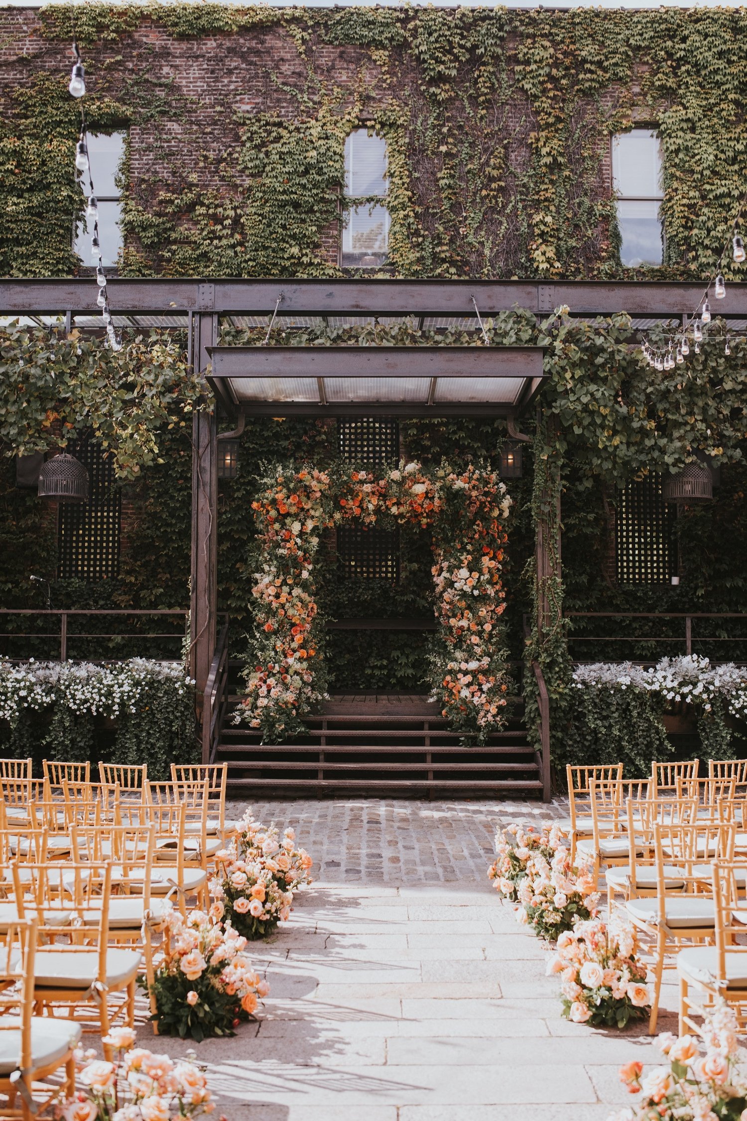 Hudson Valley Wedding Photographer, The Foundry LIC Wedding, The Foundry Wedding, Wedding Ceremony Florals, Wedding Arch Florals