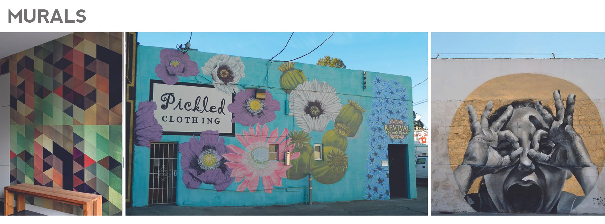 Mural suggestions include patterns, natural elements, or figurative work. 