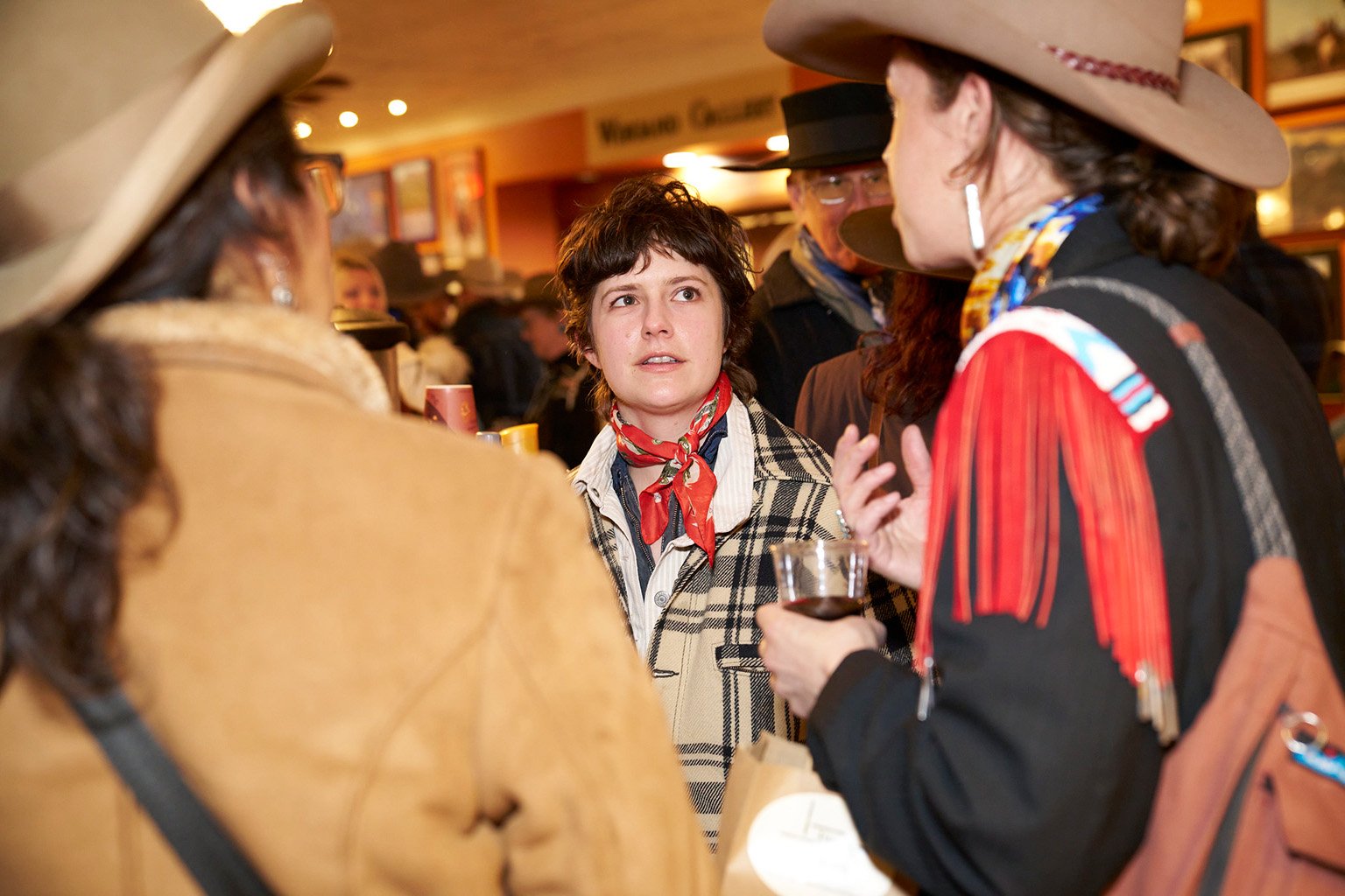 Ismay and Lara Manzanares in conversation in the Pioneer Saloon. Photo by Marla Aufmuth