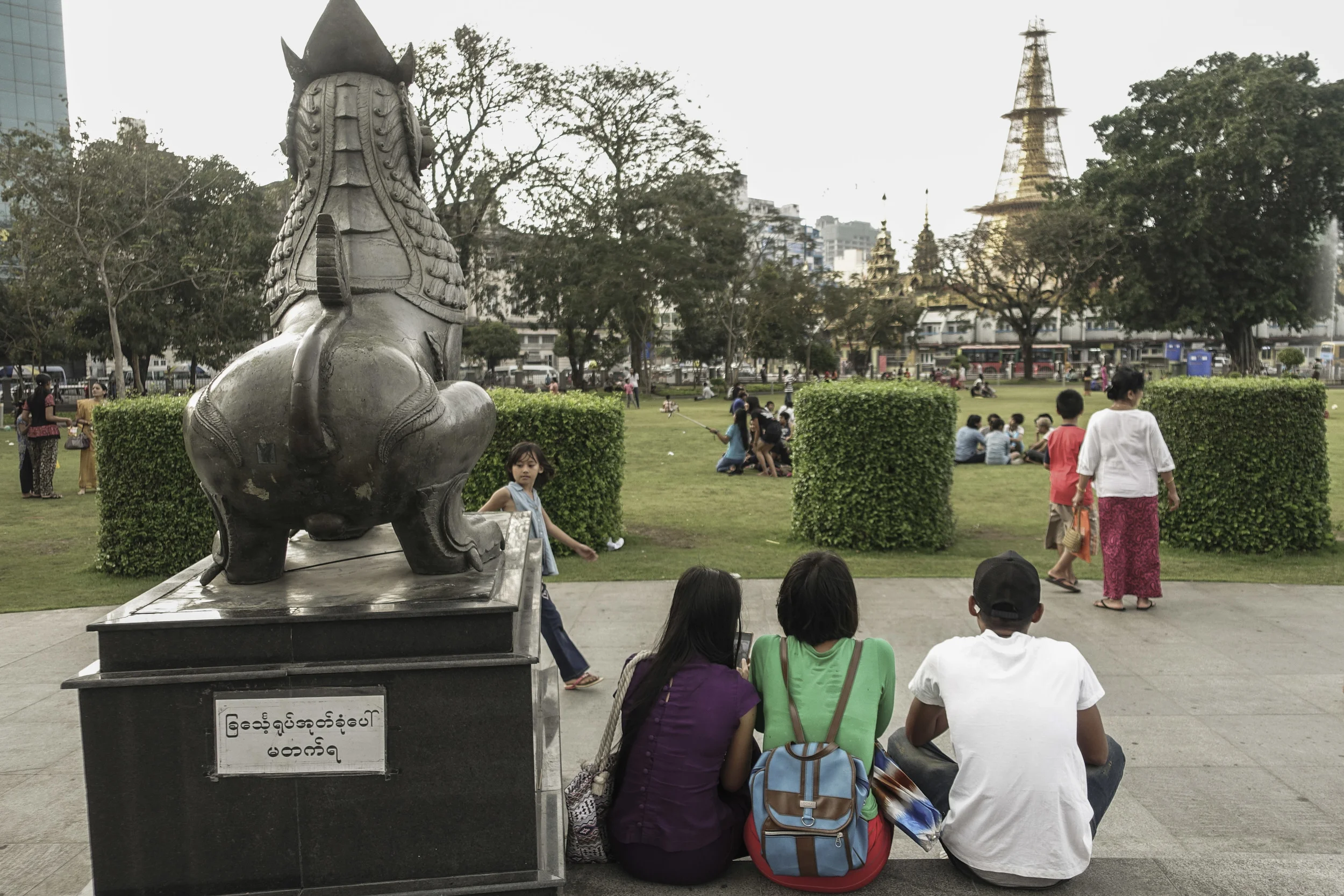 Just letting it all hang out at Maha Bandula Park.