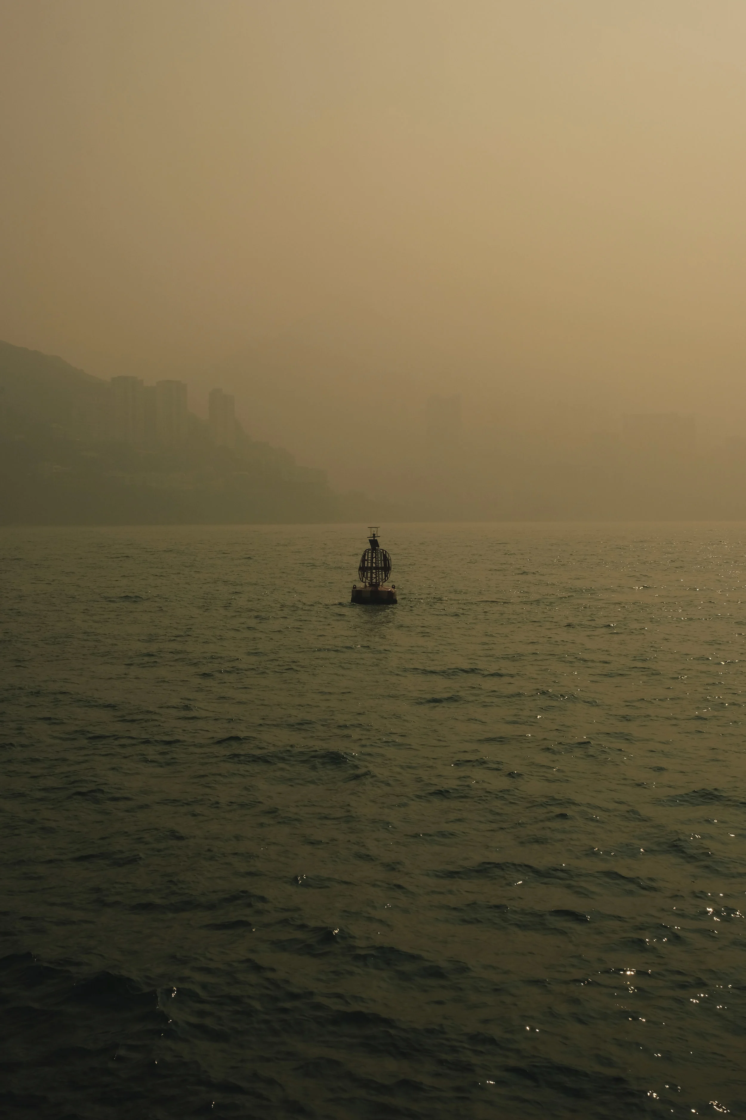 View from the ferry on a hazy morning