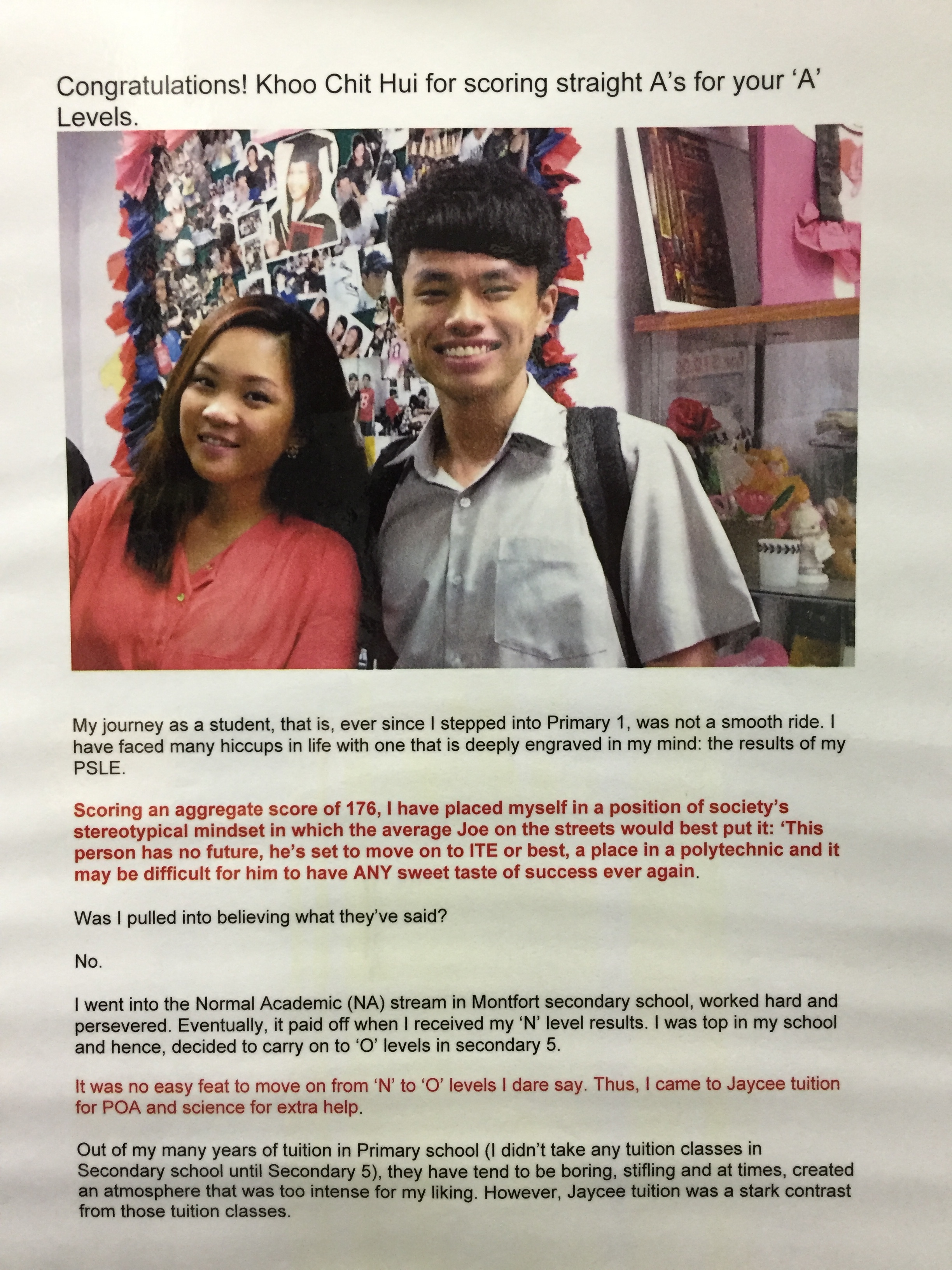 Student Testimonials for Singapore O Level Math Students