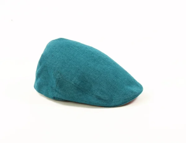 teal linen flat cap summer weight kempadoo millar headwear british made