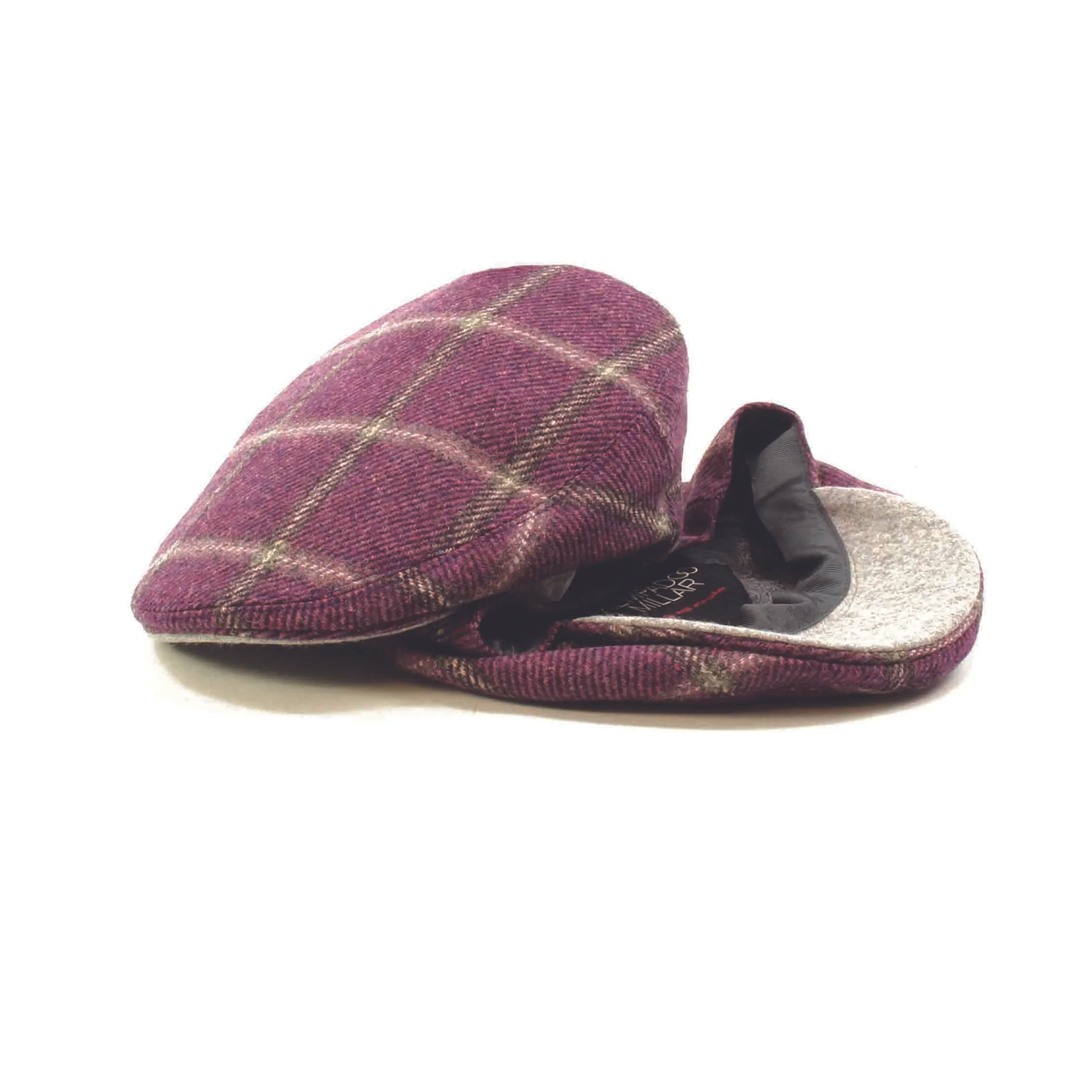 berry grey check tweed flat cap british made kempadoo millar headwear