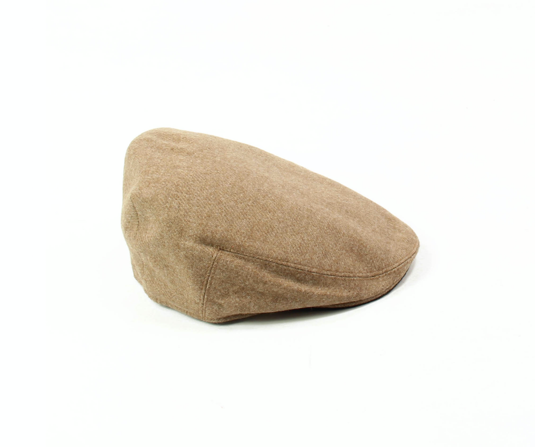 camel wool flat cap green under-peak british made yorkshire kempadoo millar headwear