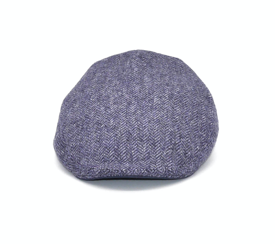 billie purple herringbone flat cap british made headwear kempadoo millar