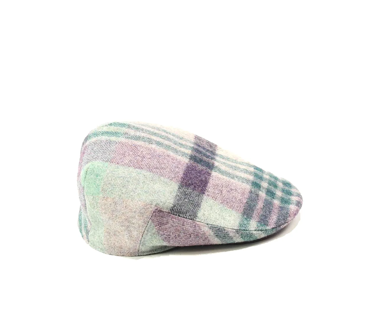 dales check purple green tweed check flat cap kempadoo millar british headwear yorkshire luxury