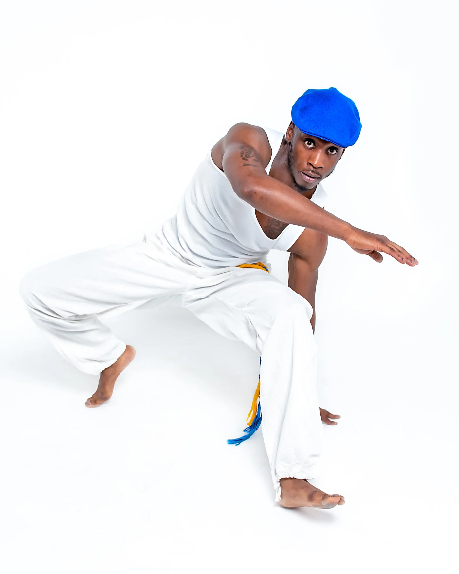 Dancer Jerome Wilks in our Kariwak Blue Linen cap Photography Ant Robling