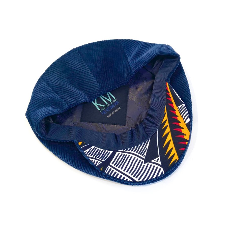 blue navy cord corduroy mens men's womens headwear hat hats yorkshire british england made in uk luxury ethical quality independent small business fashion small