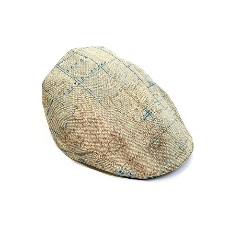 Map Print Linen Flat Cap Side .jpg