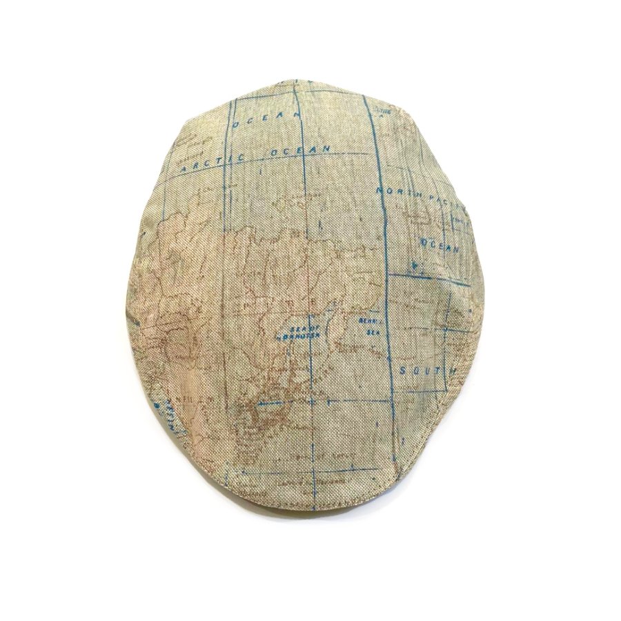 Map Print Linen Flat Cap Front .jpg
