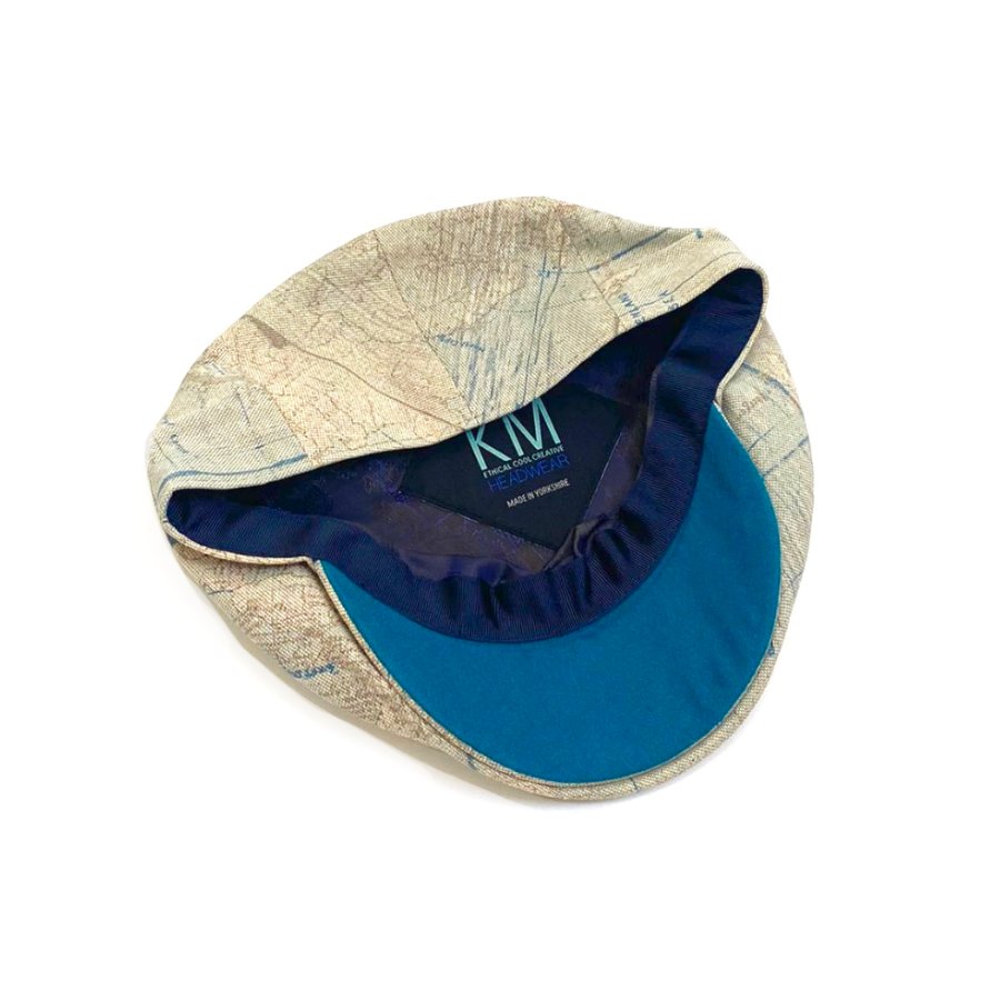 Map Print Linen Flat Cap Inside .jpg