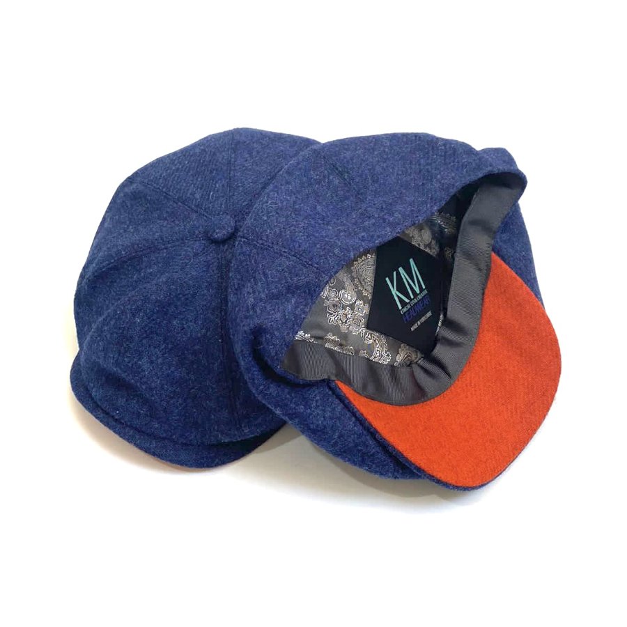 BRIGHTON BLUE/ORANGE BAKER BOY CAP — KEMPADOO MILLAR HEADWEAR