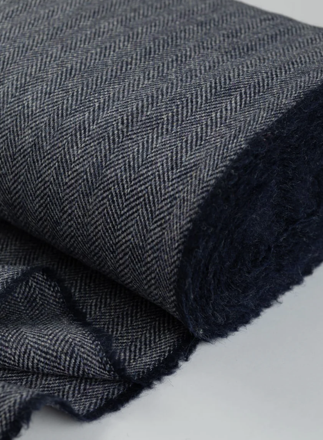 blue planet eco-herringbone ethical flat cap hat headwear kempadoo Millar km tweed sustainable manufacture British Yorkshire mens hats women's hats flat cap ivy cap navy pure wool luxury