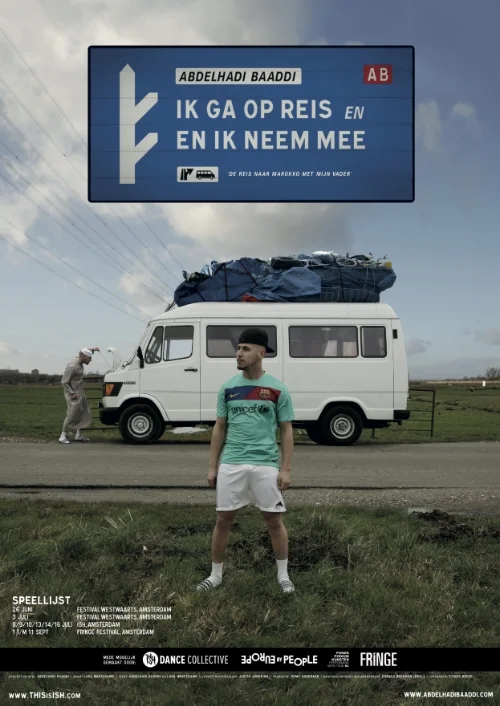 "Ik weet dat je je niet kan voorstellen dat ik mijn hele hebben en houden heb achtergelaten voor een betere toekomst. Voor zekerheid. Alles voor je kinderen. Het is voor mij dan ook moeilijk te begrijpen dat je die zekerheid weggooit voor je dromen. Terwijl ik mijn dromen weggooide voor die zekerheid." Een auto met imperiaal vol spullen verhalen, emoties, familie, begrip en onbegrip met als eindbestemming Marokko. Een reis van ruim 2500 kilometer en 20 uur. Hoe kom je die door als je je medepassagier een bron van onvoorwaardelijke liefde is maar tegelijkertijd je grootste ergernis namelijk... je eigen vader. Want wat weet ik nou eigenlijk van hem? En hij van mij? Tanger is de eindbestemming maar 60 jaar geleden het vertrekpunt van mijn vader. In het dagelijks leven vinden er altijd ontmoetingen plaats. Bewust of onbewust. Stap in mijn Mercedes 307 op reis naar Marokko en maak kennis met ons, zoals ik opnieuw kennis maakte met mijn vader. We verplaatsen ons met het busje en daardoor -noodgedwongen- in elkaar. In “Ik Ga Op Reis En Neem Mee..” gaan we erheen en tegelijkertijd ook weer een beetje terug. 27 MEI 2017 // FRIES STRAATFESTIVAL // LEEUWARDEN 2 T/M 4 JUNI 2017 // ZWOLLE UNLIMITED // ZWOLLE 18 JUNI 2017 // THEATER DE DILLEWIJN // ANKEVEEN 21 T/M 25 JUNI 2017 // REURING FESTIVAL // PURMEREND 29 JUNI T/M 2 JULI 2017 // HET POSTKANTOOR // BOVENKARSPEL 4 T/M 7 JULI 2017 // CULTUURCENTRUM DE GRIFFIOEN // AMSTELVEEN 21 T/M 23 JULI 2017// WELCOME TO THE VILLAGE // LEEUWARDEN TOUR 2018 (o.v.b. Voor actuele data, meer info en reserveringen klik op de link) 7 T/M 11 FEBRUARI 2018 // ZAANTHEATER // ZAANDAM (UITVERKOCHT) 21 T/M 25 FEBRUARI 2018 // THEATER DE DILLEWIJN // ANKEVEEN (UITVERKOCHT) 7 T/M 11 MAART 2018 // THEATER DE LAWEI // DRACHTEN (LAATSTE KAARTEN) 14 T/M 18 MAART 2018 // DOK 6 // PANNINGEN (LAATSTE KAARTEN) 21 T/M 25 MAART 2018 // THEATER ZUIDPLEIN // ROTTERDAM 4 T/M 8 APRIL // THEATER DE KATTENDANS // BERGEIJK (LAATSTE KAARTEN) 11 T/M 15 APRIL // ZAANTHEATER // ZAANDAM (UITVERKOCHT) 18 T/M 22 APRIL // THEATER DE LIEVEKAMP // OSS (UITVERKOCHT) 24 T/M 26 APRIL // THEATER DE LUIFEL // HEEMSTEDE (UITVERKOCHT) 28 EN 29 APRIL // THEATER DE LUIFEL // HEEMSTEDE (UITVERKOCHT) CONCEPT abdelhadi baaddi / SPEL abdelhadi baaddi / REGIE lara wakelkamp / TEXT abdelhadi baaddi en lara wakelkamp / CONCEPTONTWIKKELING j udith jongkind / PRODUCENT ish dance collective / IMPRESARIAAT boekingen voor theater/ FOTOGRAFIE Studio Breed / GRAFISCH ONTWERP, BEELDBEWERKING donald beekman DBXL / MEDE MOGELIJK GEMAAKT DOOR: ISH DANCE COLLECTIVE / EUROPE BY PEOPLE / FONDS PODIUMKUNSTEN / 