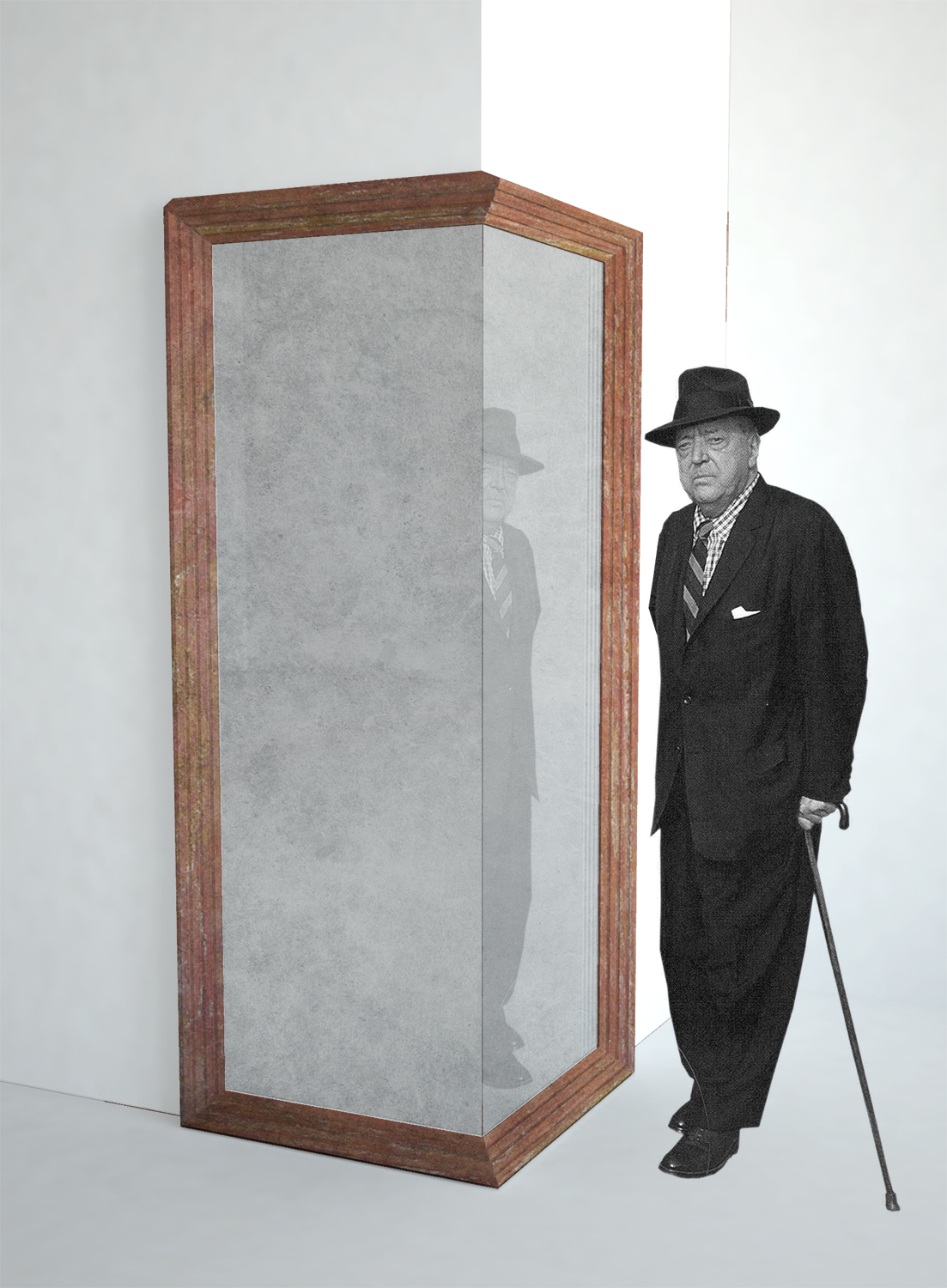 In progress: collaboration with Van den Weghe / red travertine mirror.
