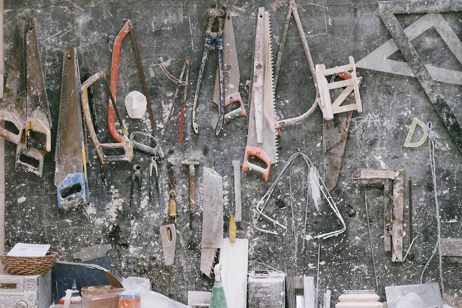 Plaster tools at the workshop.