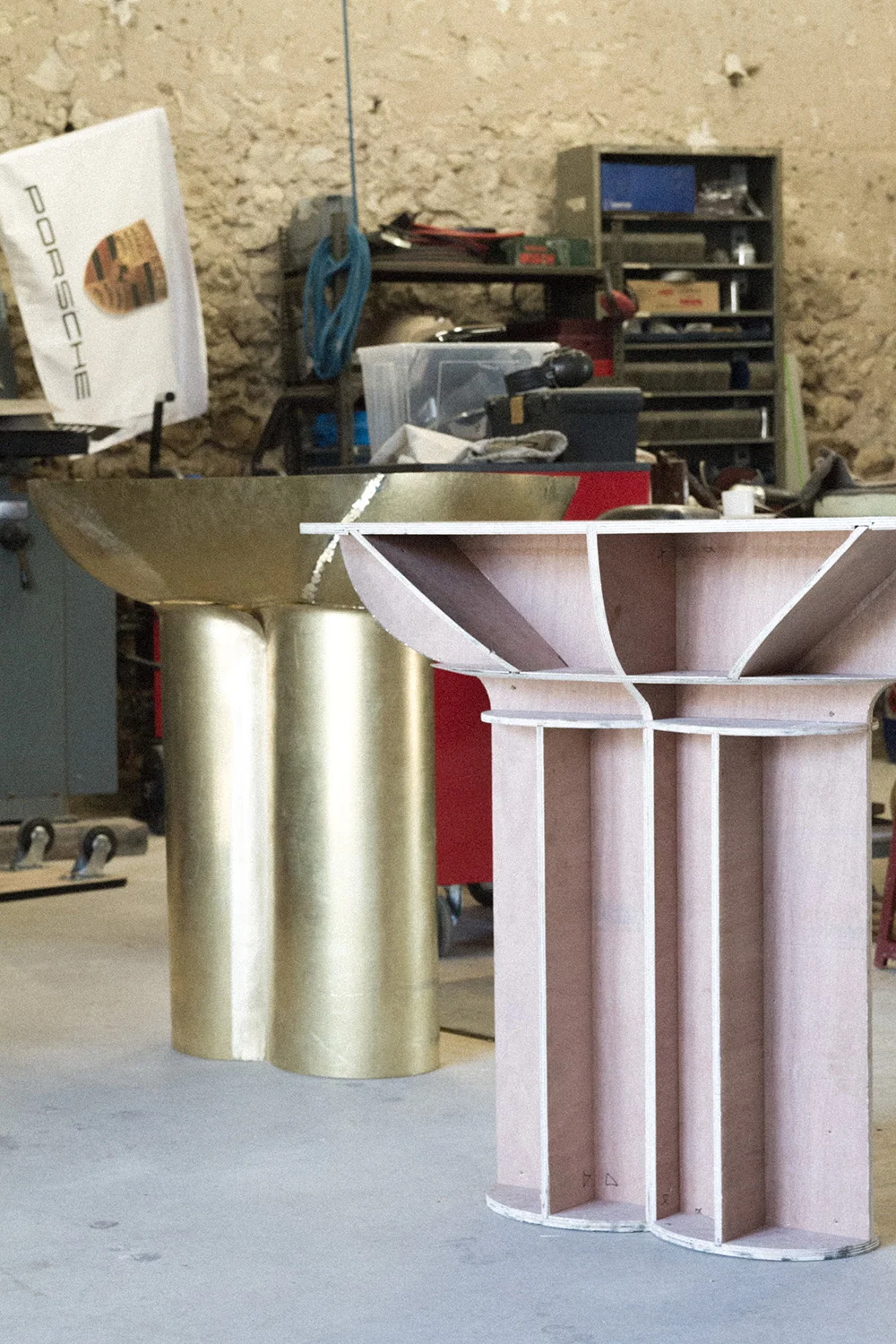 Private commission in progress: brass console.