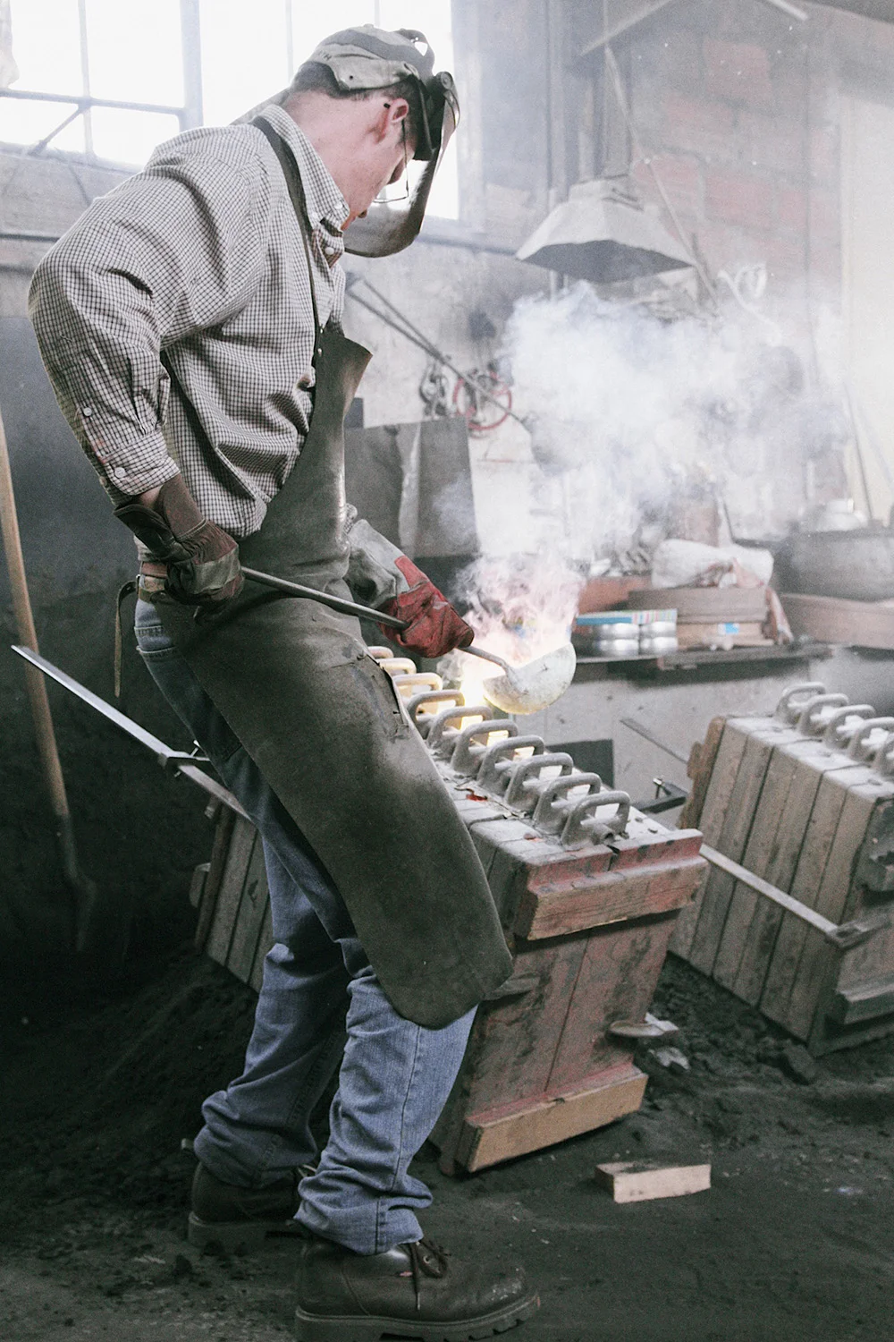 At the foundry.