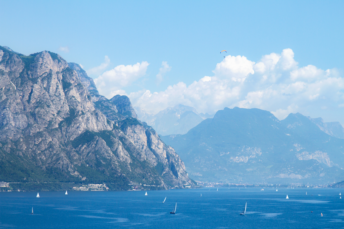 So impressive are the cliffs on the western shore of Lake Garda, I'm told that they extend as far below the surface of the water as they do above it.