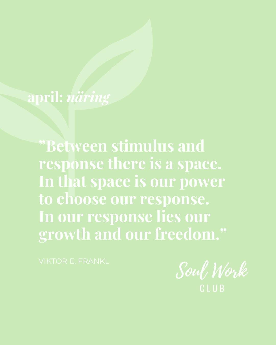 &rdquo;Between stimulus and response there is a space. ⁠
In that space is our power ⁠
to choose our response. ⁠
In our response lies our growth and our freedom.&rdquo;⁠
&ndash; Viktor E. Frankl⁠
⁠
S&ouml;ndagar i klubben &auml;r f&ouml;r SoulSurfing: