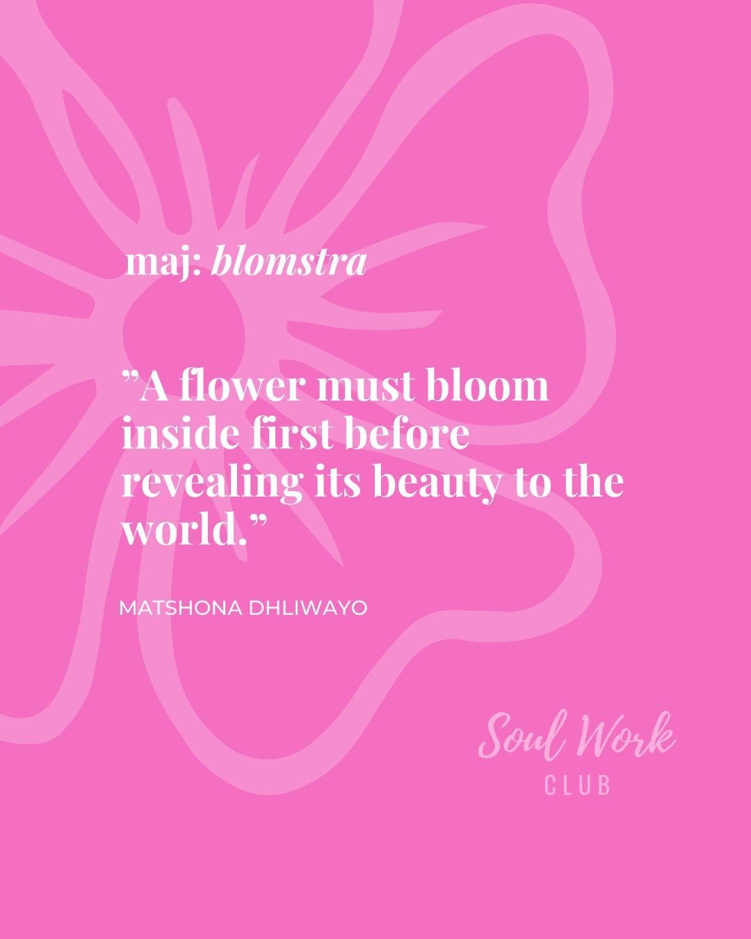 &ldquo;A flower must bloom inside first before revealing its beauty to the world.&rdquo; ⁠
― Matshona Dhliwayo ⁠
⁠
S&ouml;ndagar i klubben &auml;r f&ouml;r SoulSurfing: Vad beh&ouml;ver du till&aring;telse f&ouml;r?⁠
⁠
SoulSurfing &auml;r en inbjudan