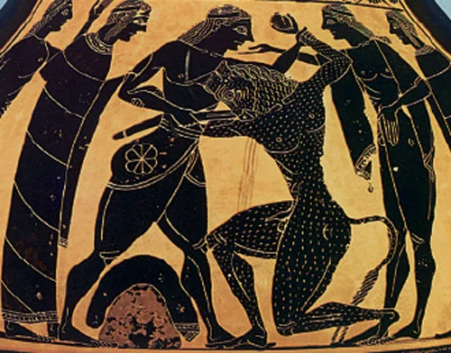 Theseus killing the notorious Minotaur