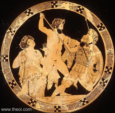 Gaia rising from the earth, Athenian red-figure kylix C5th B.C., Antikenmuseen, Berlin