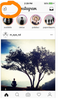SELECT THE DOTTED CIRCLE WITH THE + ICON TO START A STORY. TAKE A PICTURE BY PICKING YOUR SUBJECT MATTER AND HITTING THE WHITE CIRCLE ON THE BOTTOM. ONCE YOU DO THIS YOU CAN CHOOSE TO ADD TEXT OR DRAW ON THE IMAGE. WHEN DONE JUST HIT THE CHECK MARK TO ADD IT TO YOUR STORY! 
