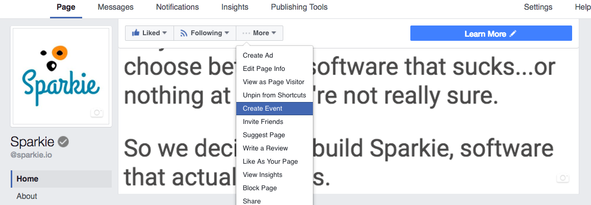 On your rescue's page you will find the 'More' button at the top with a small down arrow. Click that and select 'create event', which will populate the below screen