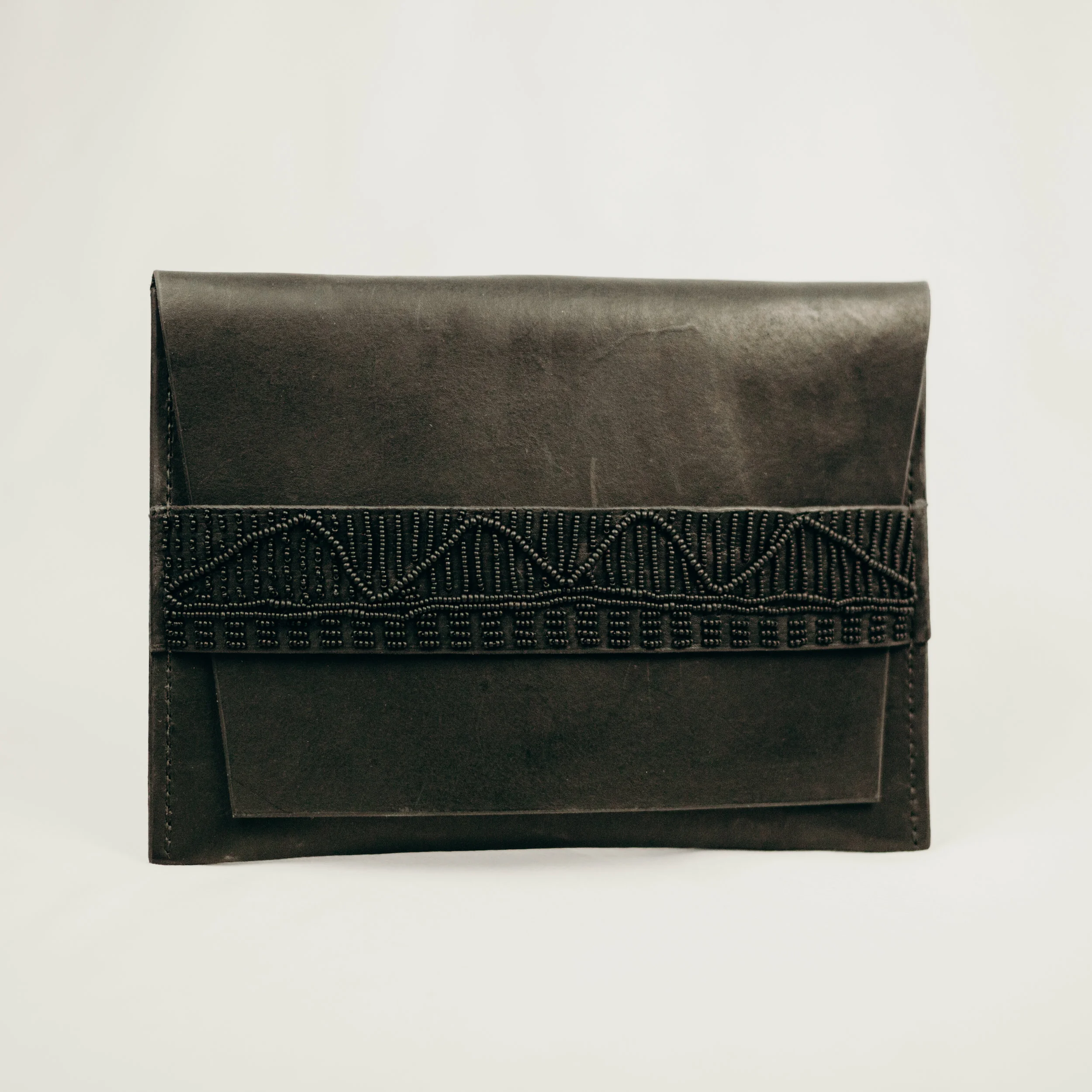 Taino beaded leather clutch BLACK.jpg