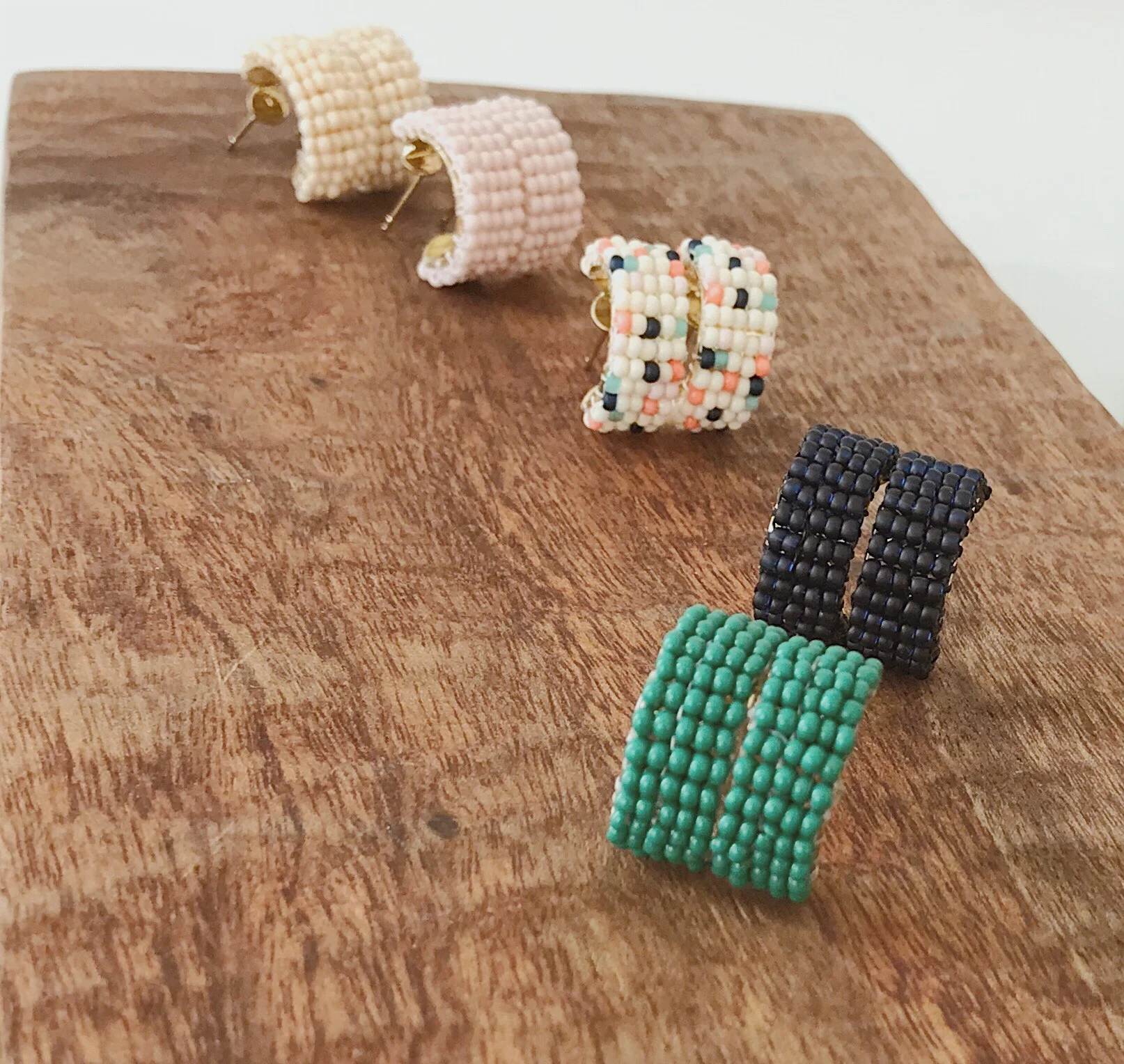 Beaded Mini Hoop Earring close up .jpg