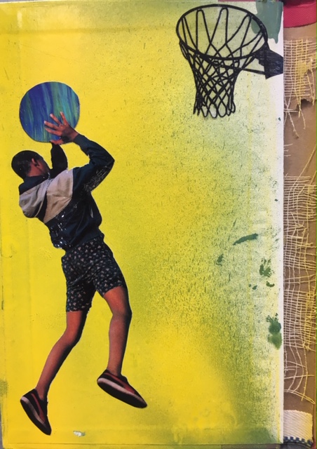 Untitled/ Mixed Media on Book Cover/5.5" x 9"/$100