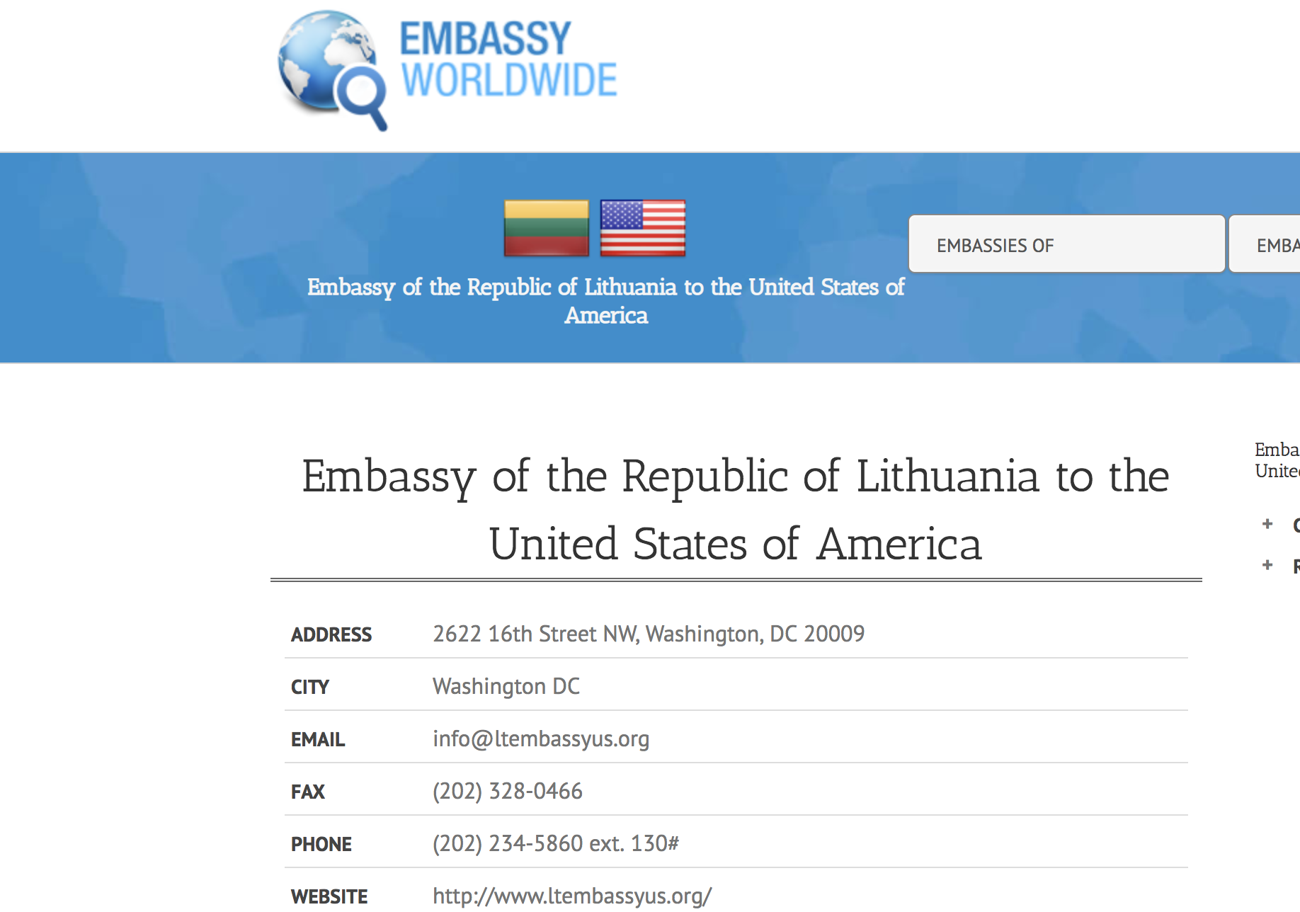 Embassy of the Republic of Lithuania to the USA