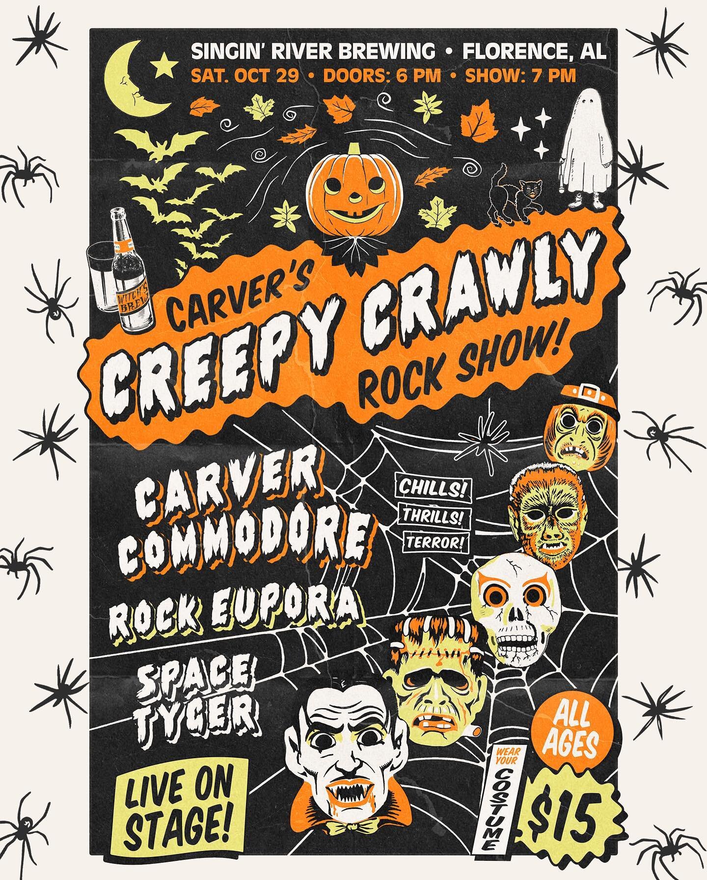 READY FOR THE BEST HALLOWEEN PARTY OF ALL TIME???
👻🍁 🎃 🍂 💀
10.29 at @singinriver w/ @rockeupora &amp; @spacetyger in Florence, AL. Tickets on sale now.