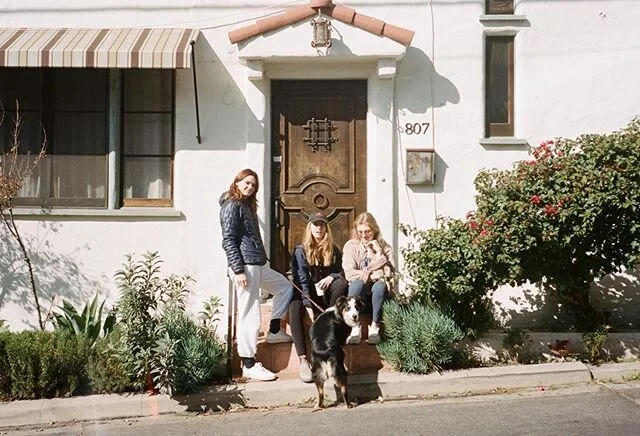 Three space aliens disguised as humans and one human disguised as a dog, outside of a spaceship disguised as a house ✯