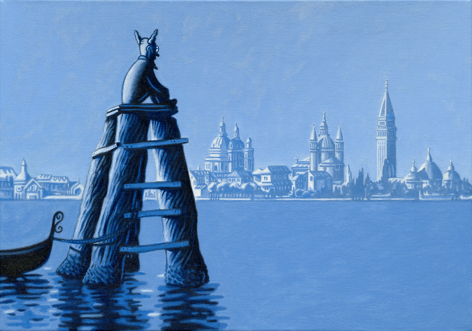 "Nimbus in Venice." Oil on canvas, 20" x 30". Detail below: