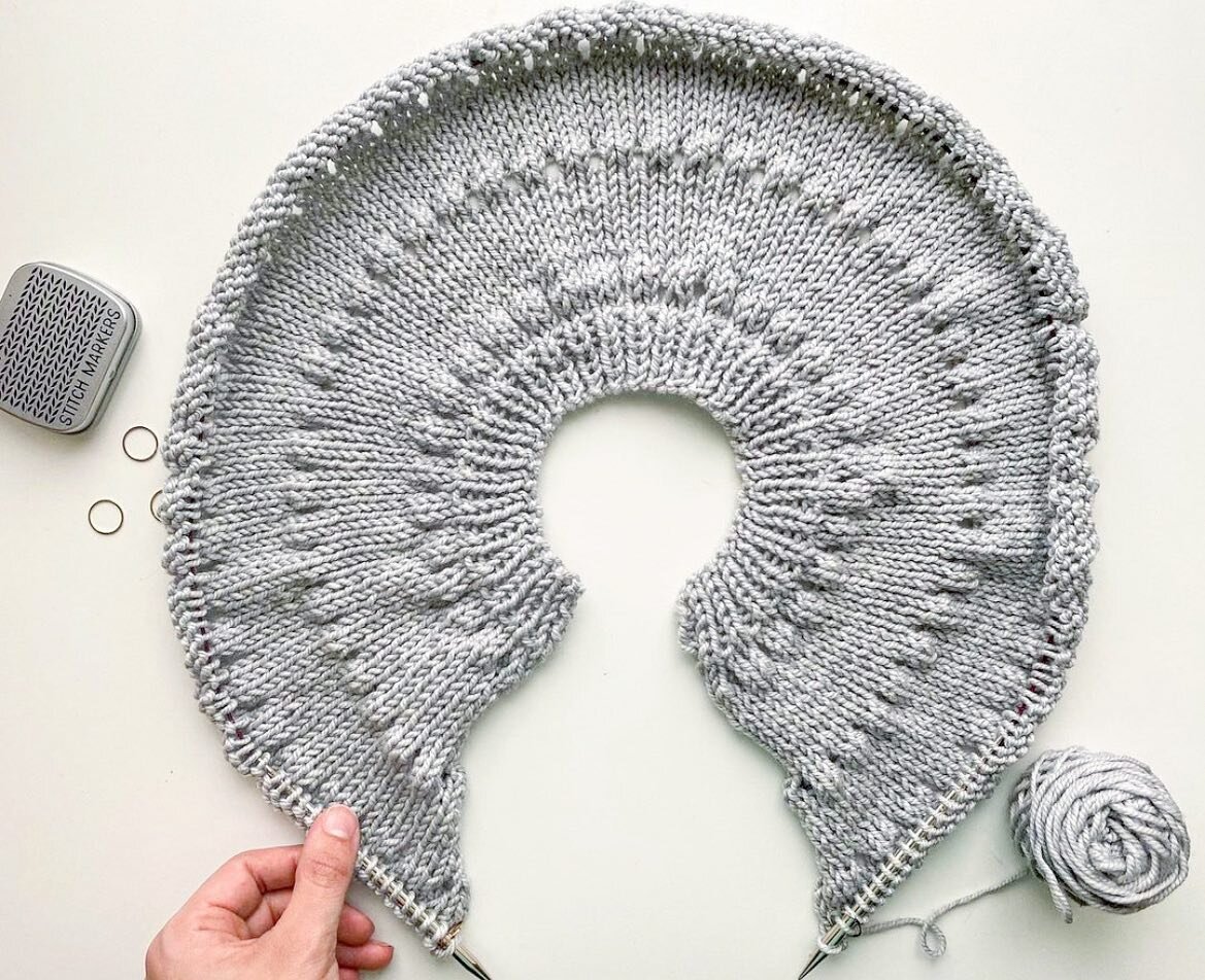 Let the #yoke pictures begin!

The #EasyEyeletYokeCardigan drops April 2nd. Meaning you&rsquo;ve got just less than a month to get prepped!

Have you ever knit a top-down cardigan before? 
.
📸 @julieannknitter 
.
.
.
.
.
.
.

#knitting #knittingaddi