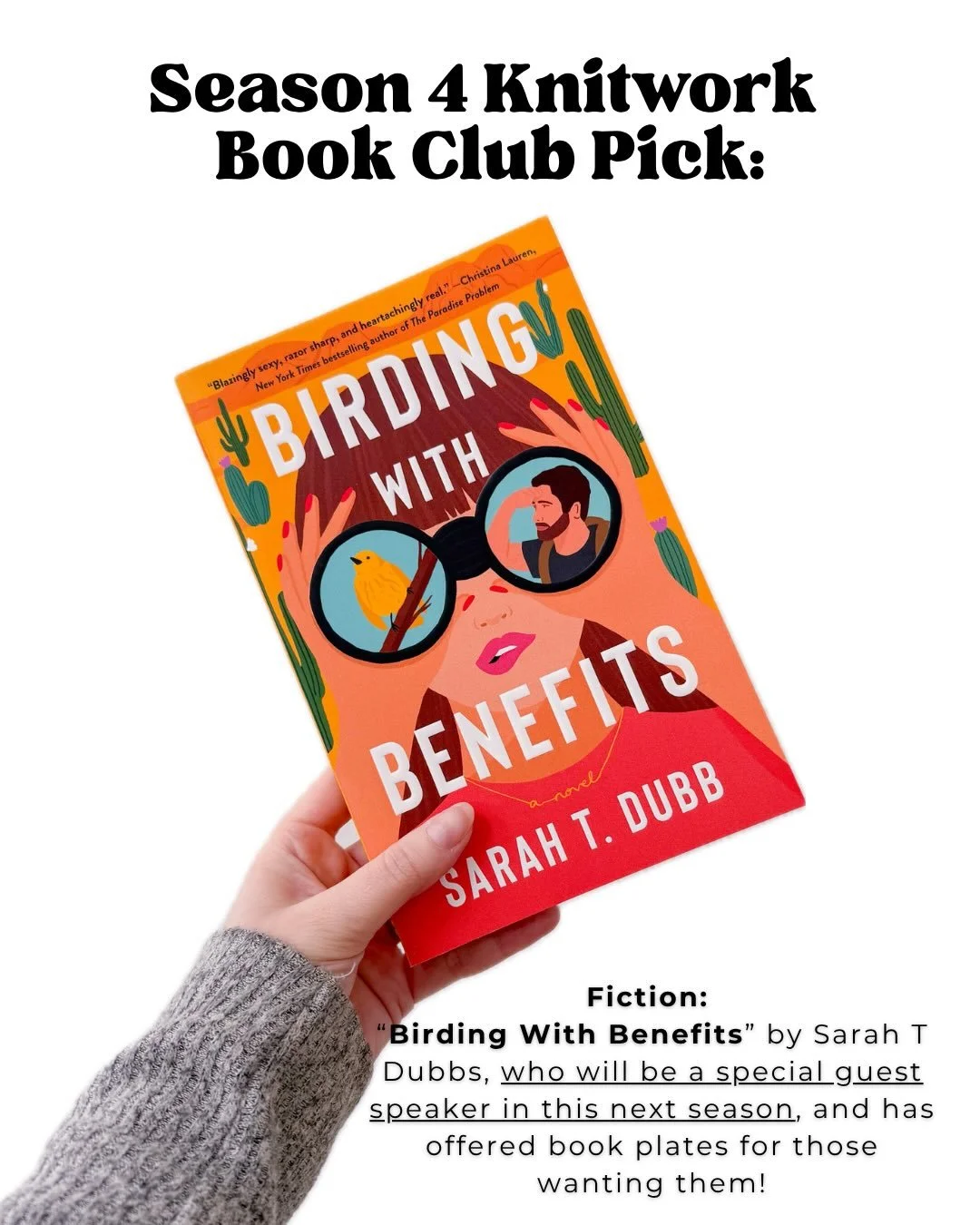Like crafting &amp; love books too? 👇🏼
Every season of my private Knitatude Knitwork, we have 2 book clubs. One fiction and one non-fiction. Drumroll please: 
Fiction: Birding With Benefits by @sarahtdubbswrites One of my favourite modern day roman