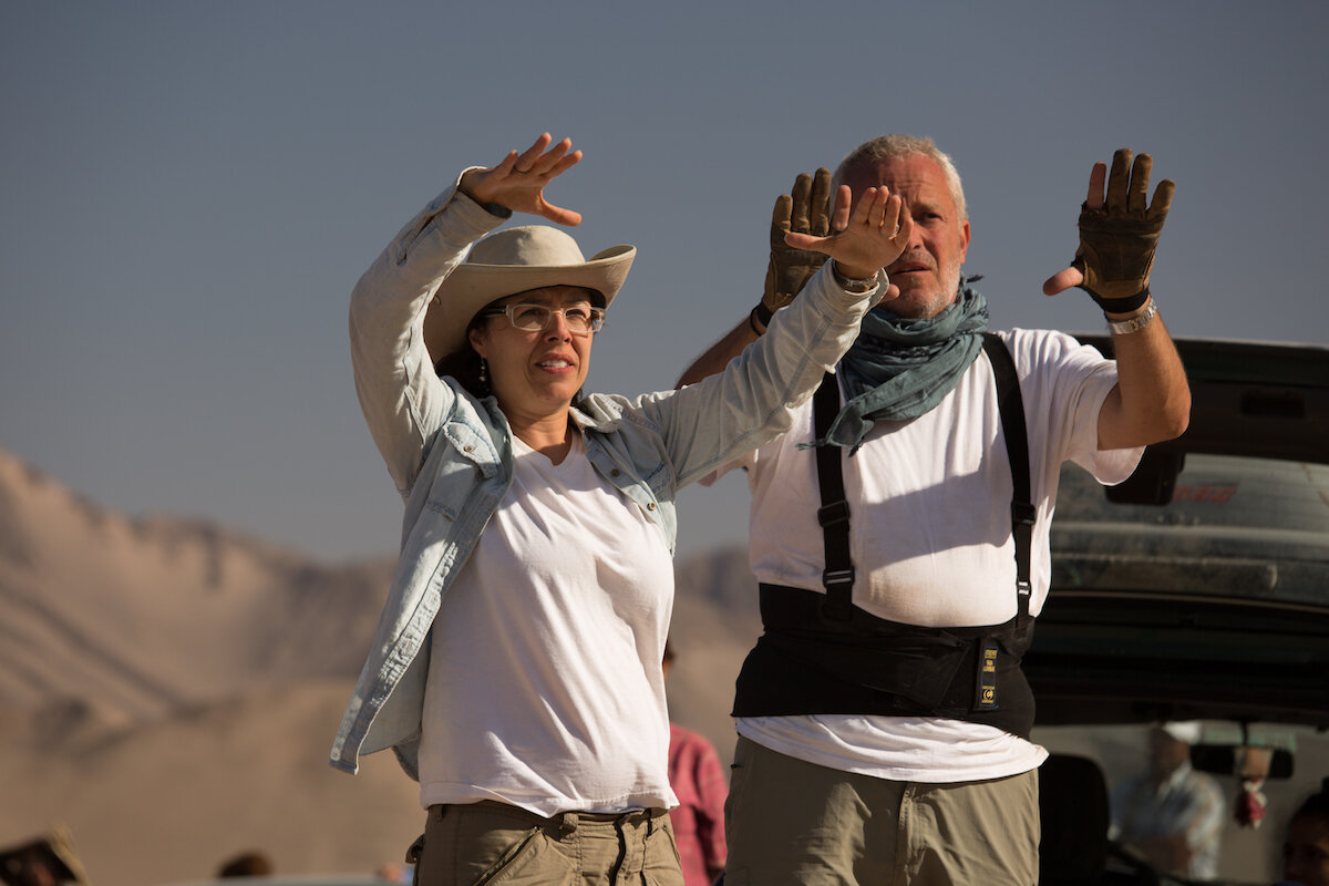 Checco and Director Patricia Riggen on the set of The 33