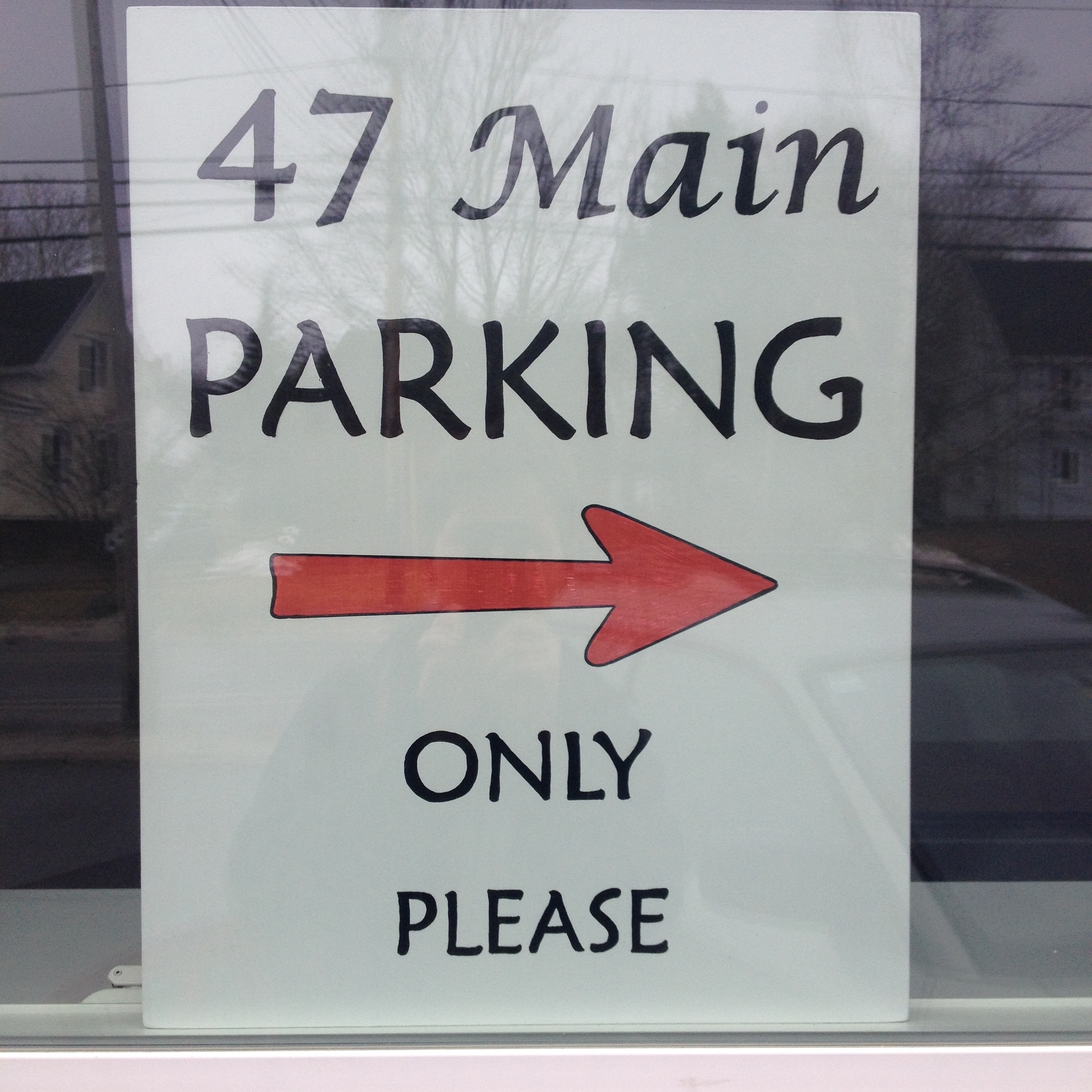 Please Park to the right of 47 Main Street