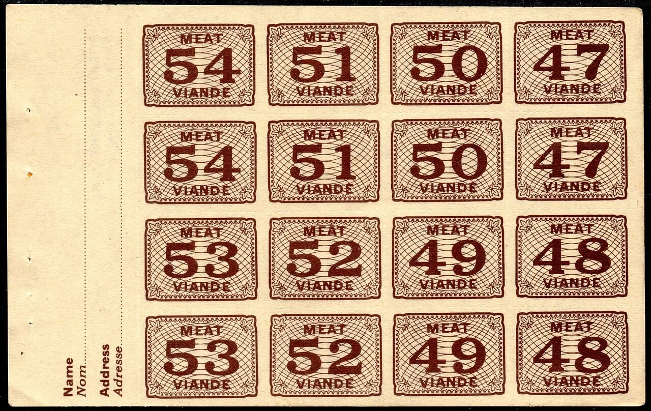 Canadian meat ration stamps, 1943