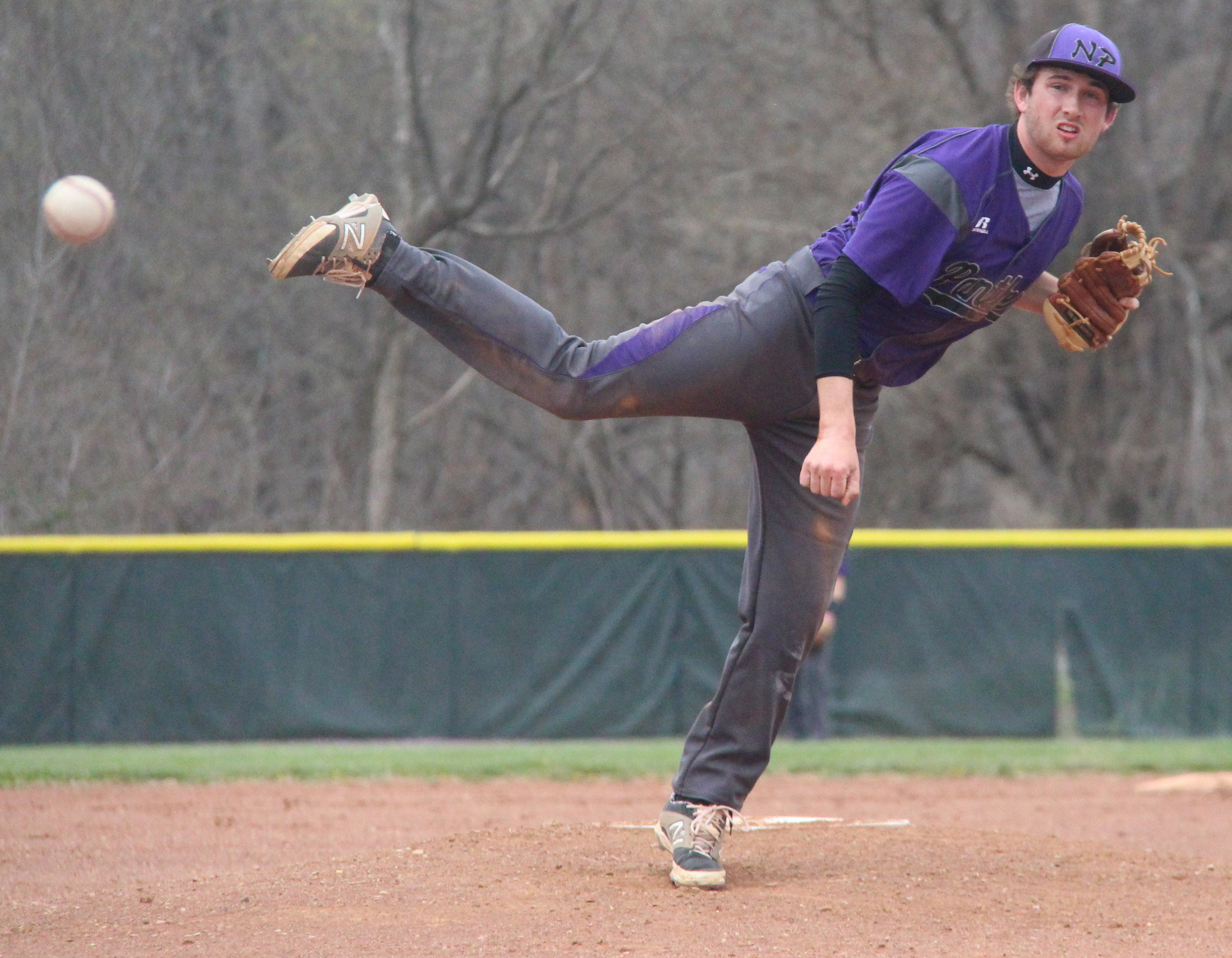 ROSS MARTIN/Citizen photo North Platte senior Blake Toliver delivers a pitch against West Platte on Wednesday, March 30 at Dean Park in Dearborn, Mo.