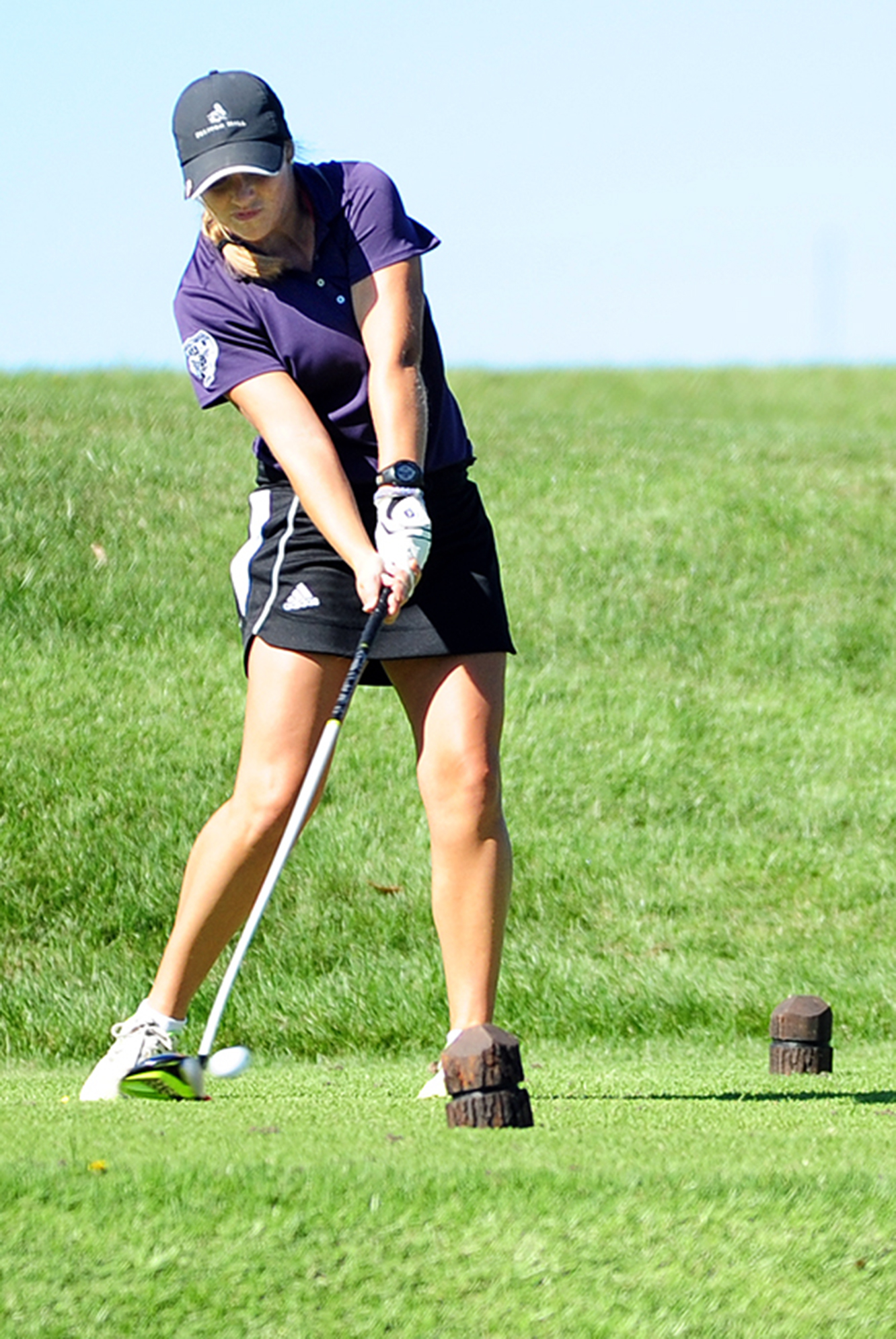 NICK INGRAM/Citizen photo Park Hill South senior Miranda Steczak hits a tee shot during the Class 2 District 8 tournament Monday, Sept. 26 at Shoal Creek Golf Course in Kansas City, Mo.