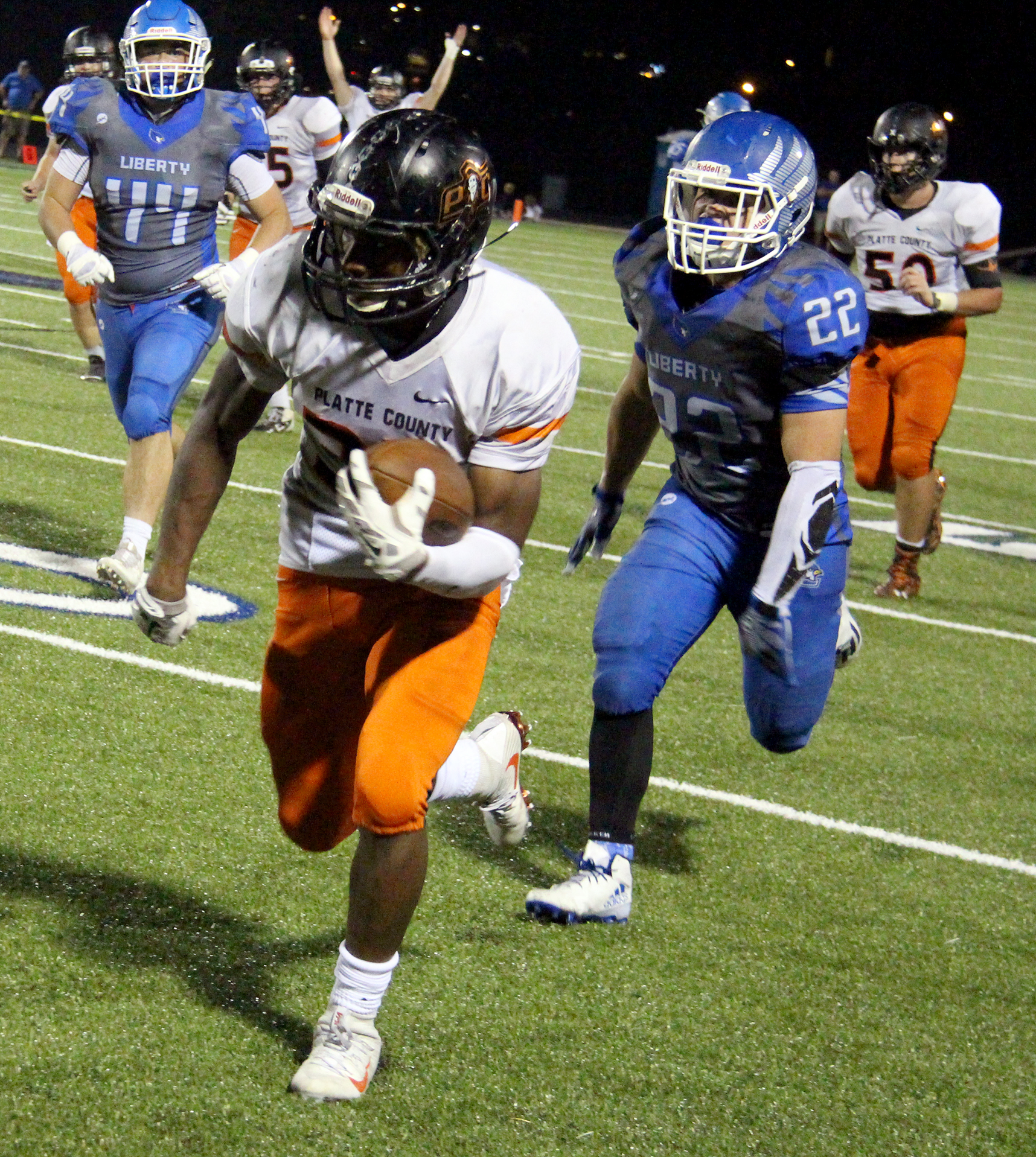 ROSS MARTIN/Citizen photo Platte County senior running back Mike McNair breaks into the open field on a long fourth quarter run Friday, Sept. 23 at Liberty High School in Liberty, Mo.
