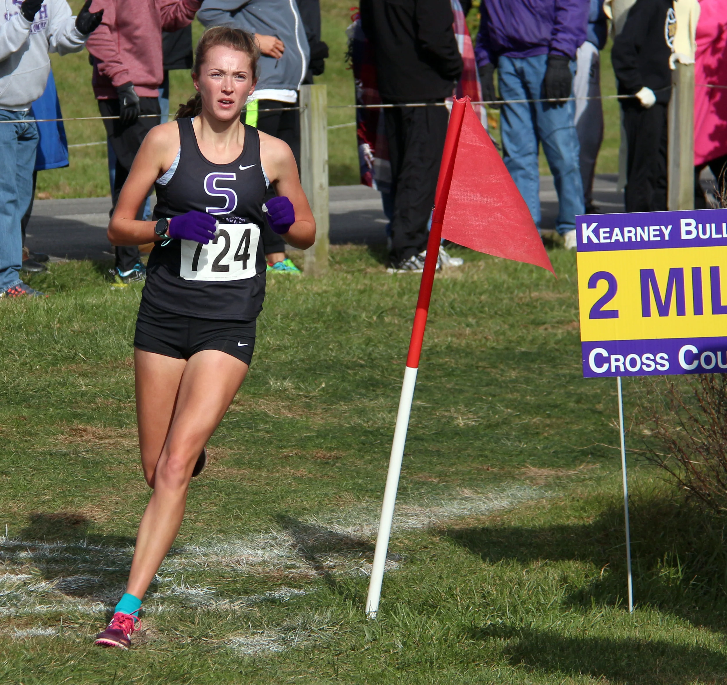 ROSS MARTIN/Citizen photo Park Hill South senior Emma Roth rounds the 2-mile marker in the Class 4 Sectional 4 race Saturday, Oct. 28.