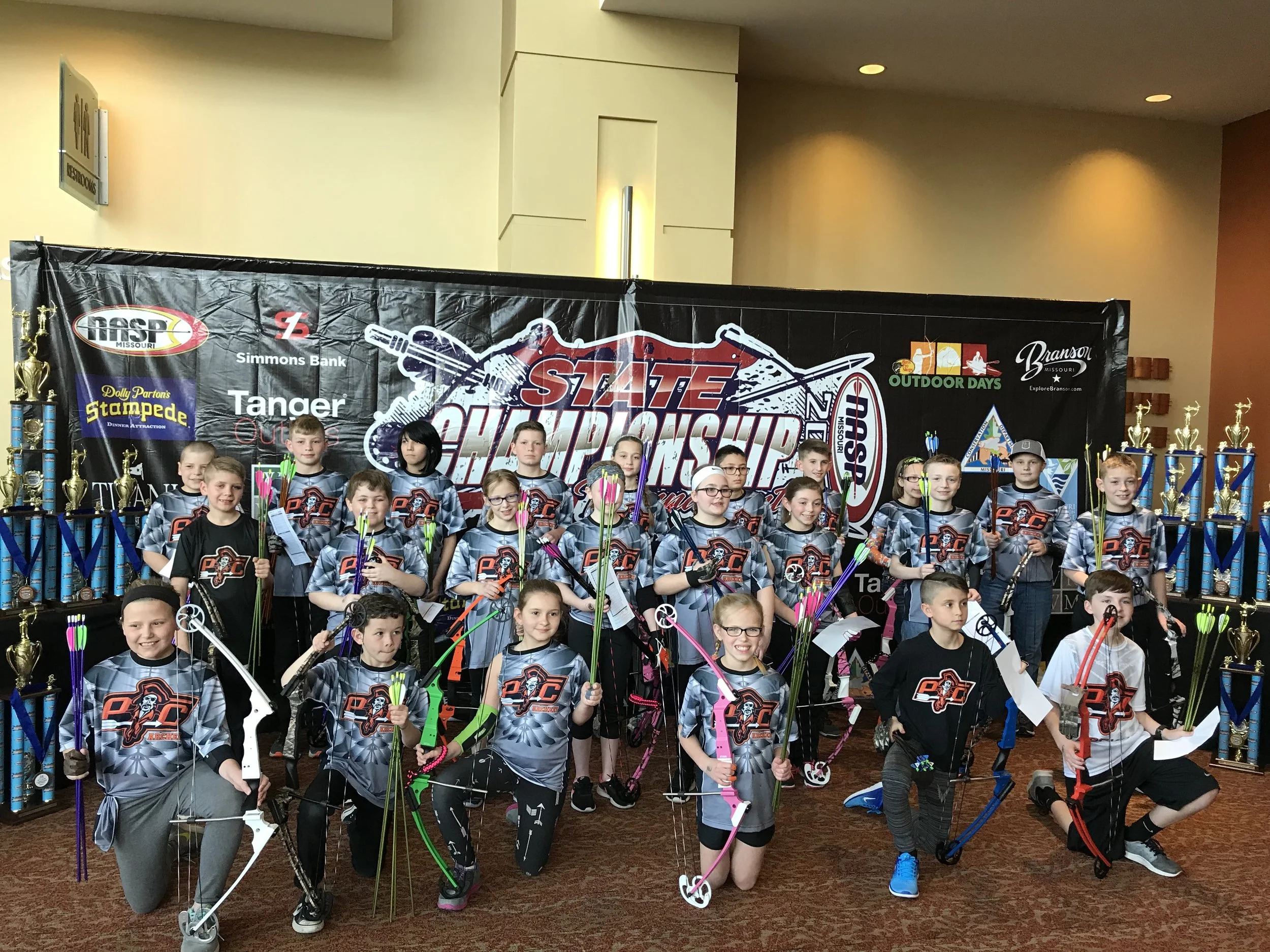 Contributed photo Platte County’s Compass Elementary won the MoNASP 3D Tournament archery state championship this past weekend in Branson. The team also had the individual champion in the event as Porter Campbell had the highest score in the boys division.