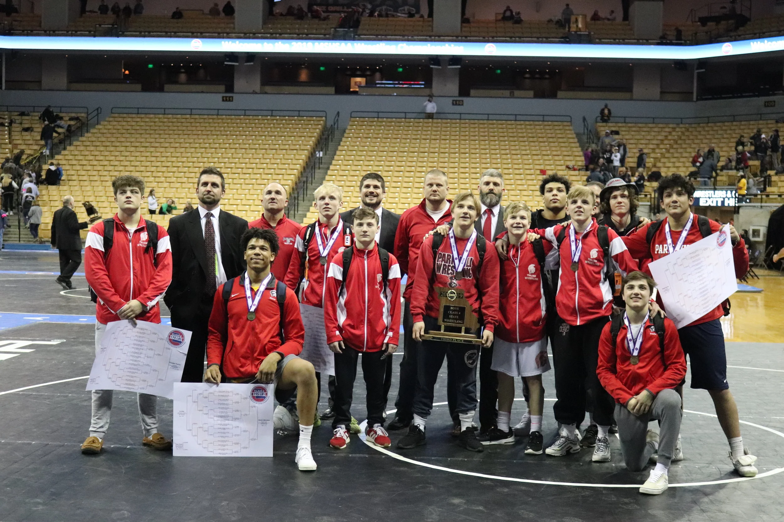CODY THORN/Citizen photo The Park Hill wrestling team took third place in Class 4 at the MSHSAA Wrestling Championships.