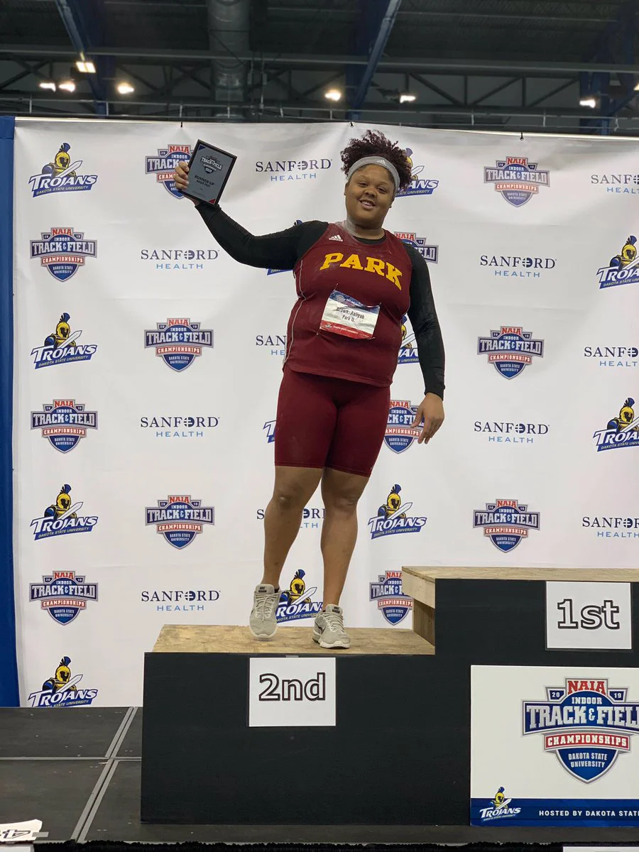 Park Athletics St. Louis native Aaliyah Brown was the runner-up in the shot put event at the NAIA Indoor Track and Field Championships on March 2.