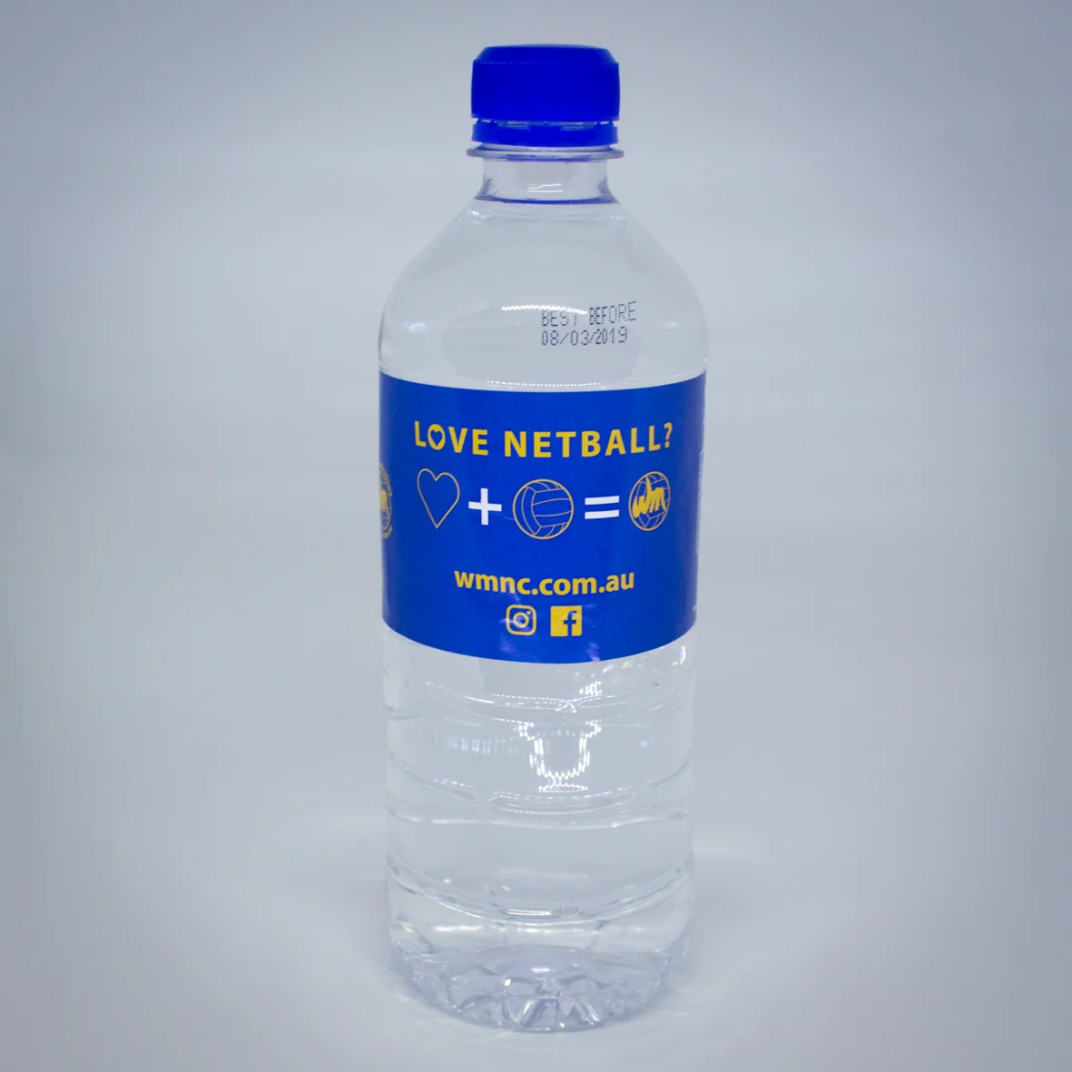 water bottle label design for a community organisation